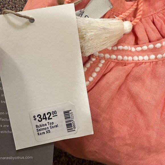 Benaras Peach Tassel Tie Women's Top - Picture 4 of 6